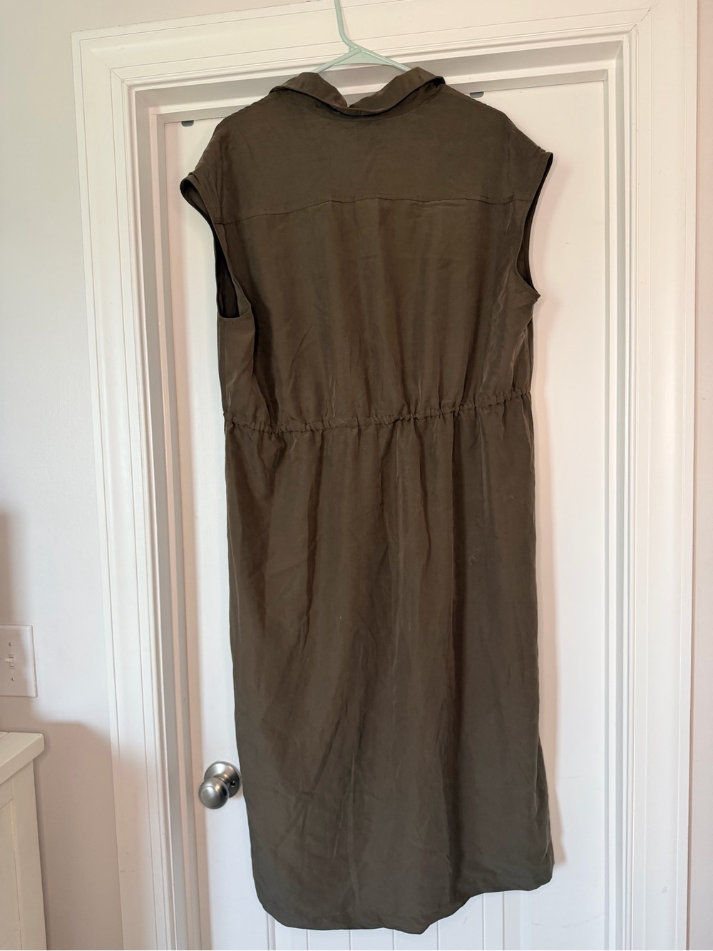 Old Navy olive Button-Front Shirt Dress with Drawstring Waist - Picture 4 of 5